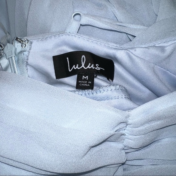 Lulus Blue pleated MIDI Dress - Picture 2 of 6